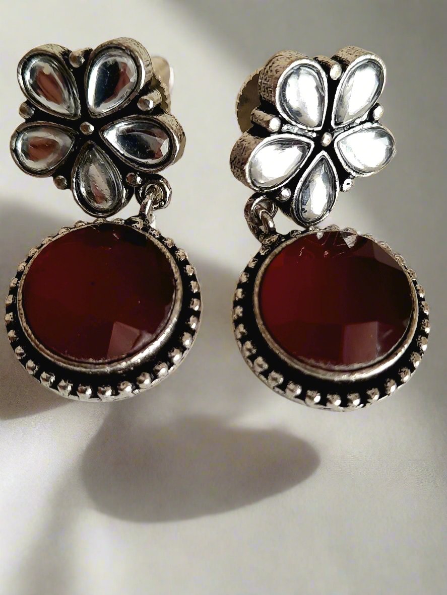 Olivia Clear-n-Red Earrings