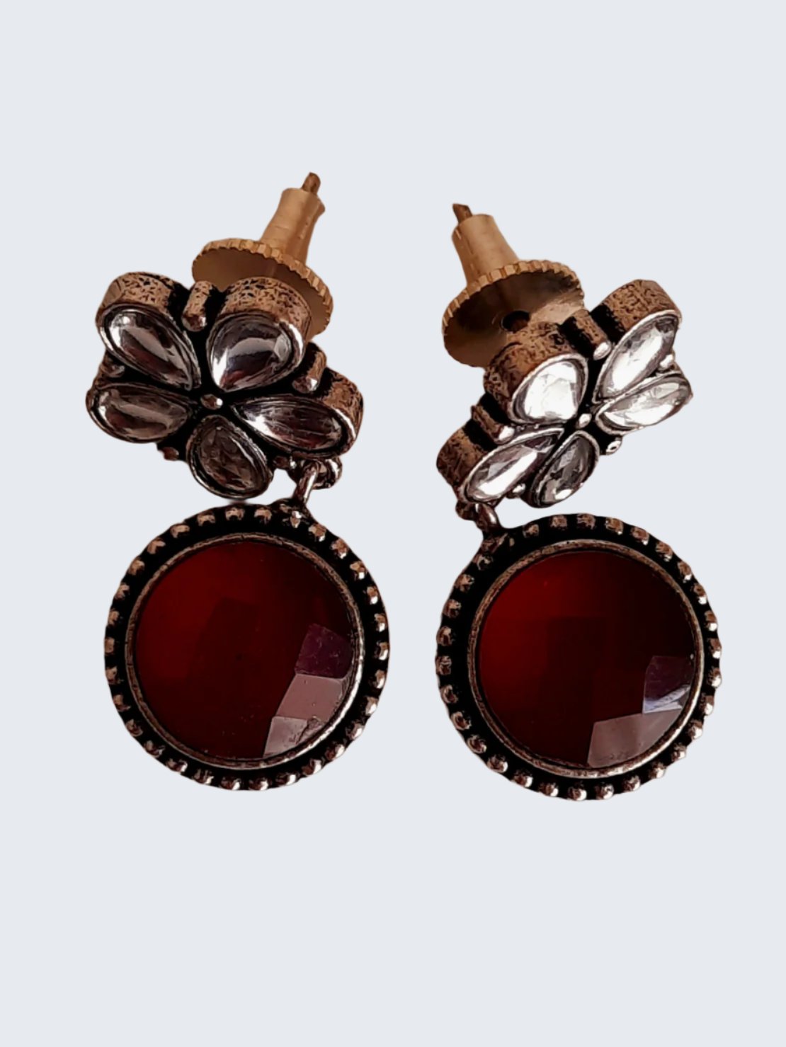 Olivia Clear-n-Red Earrings