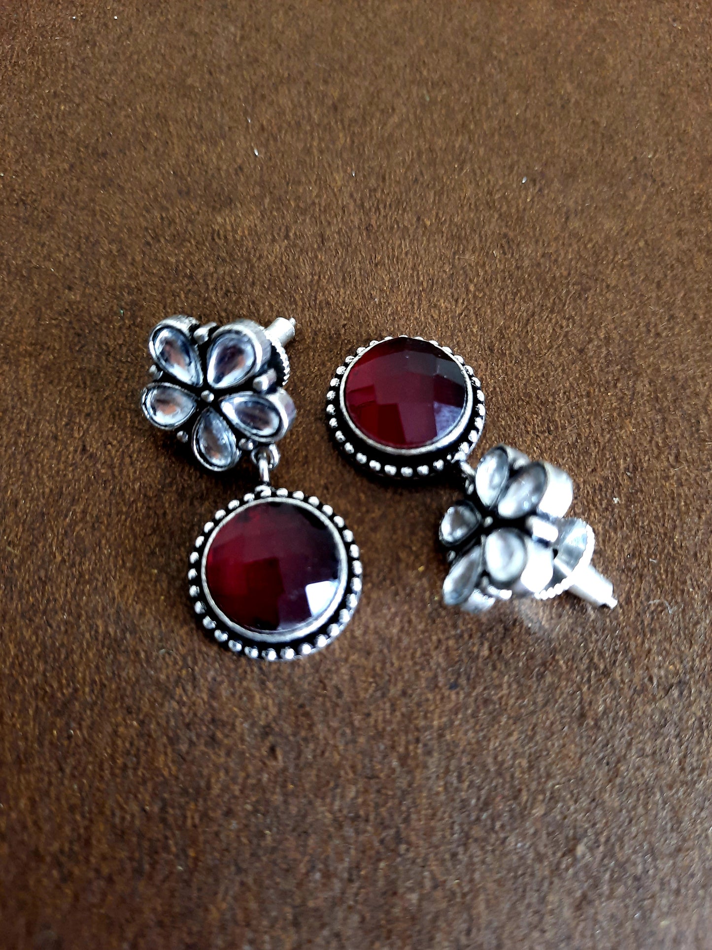 Olivia Clear-n-Red Earrings