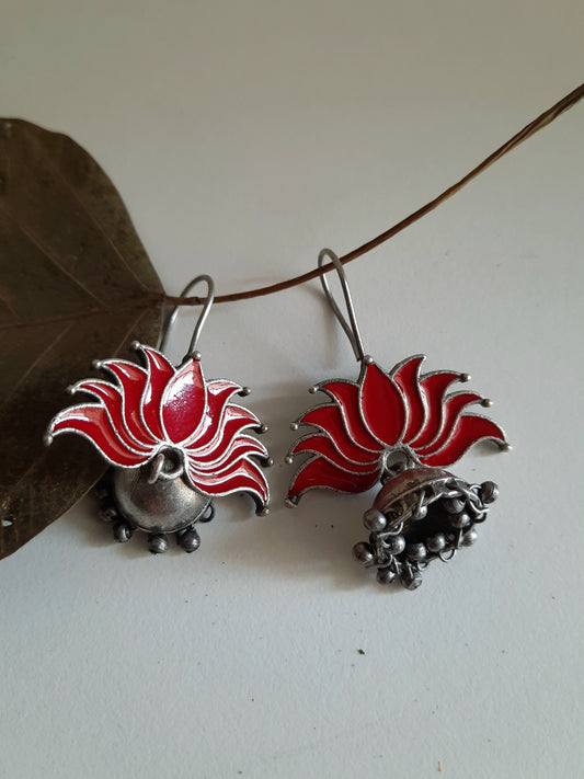 Aarna Red Lotus Jhumka