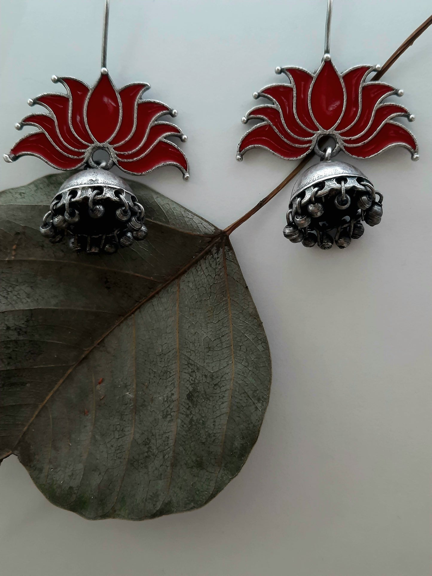 Aarna Red Lotus Jhumka