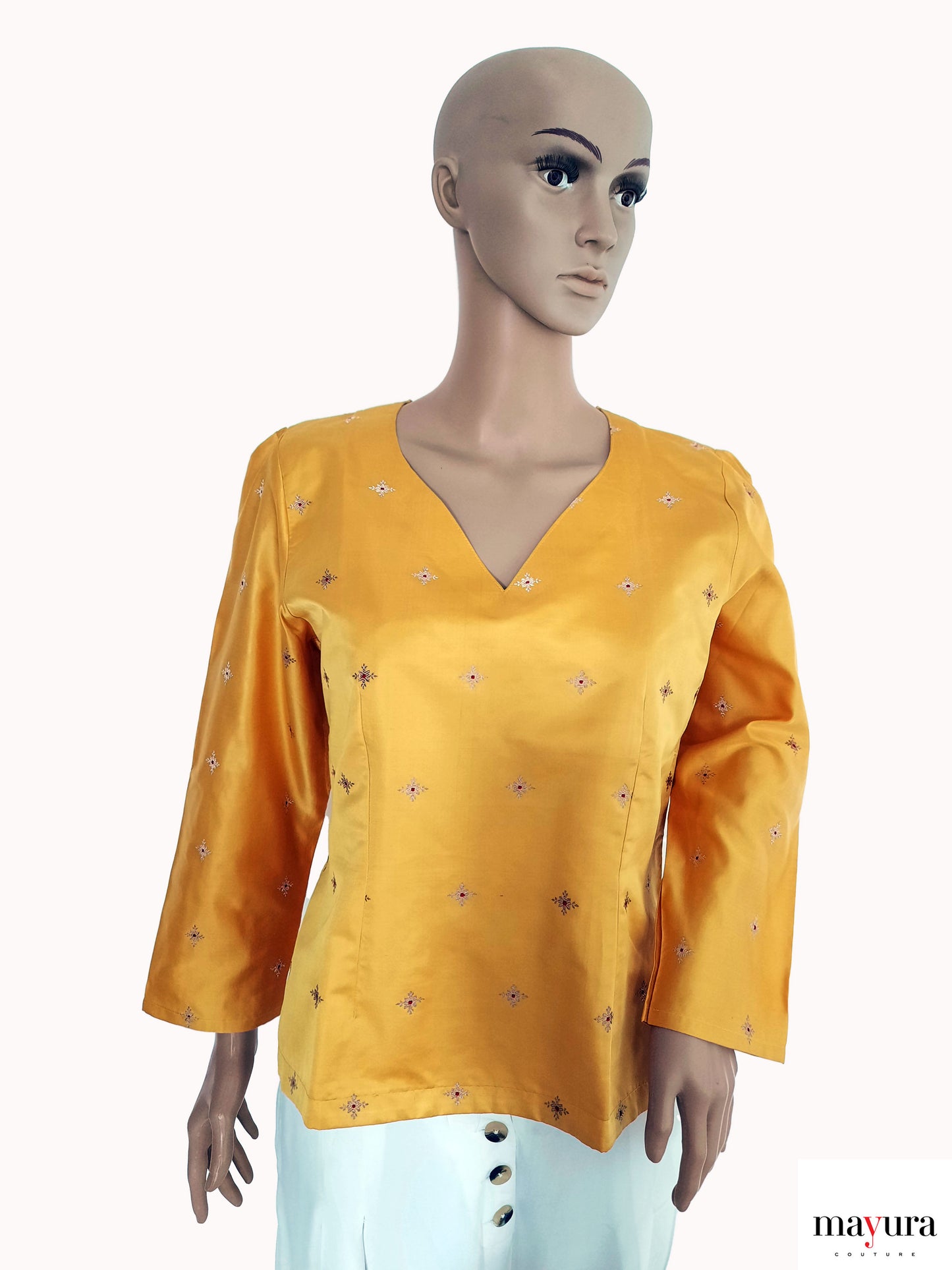 Mango Embroidered Silk Top