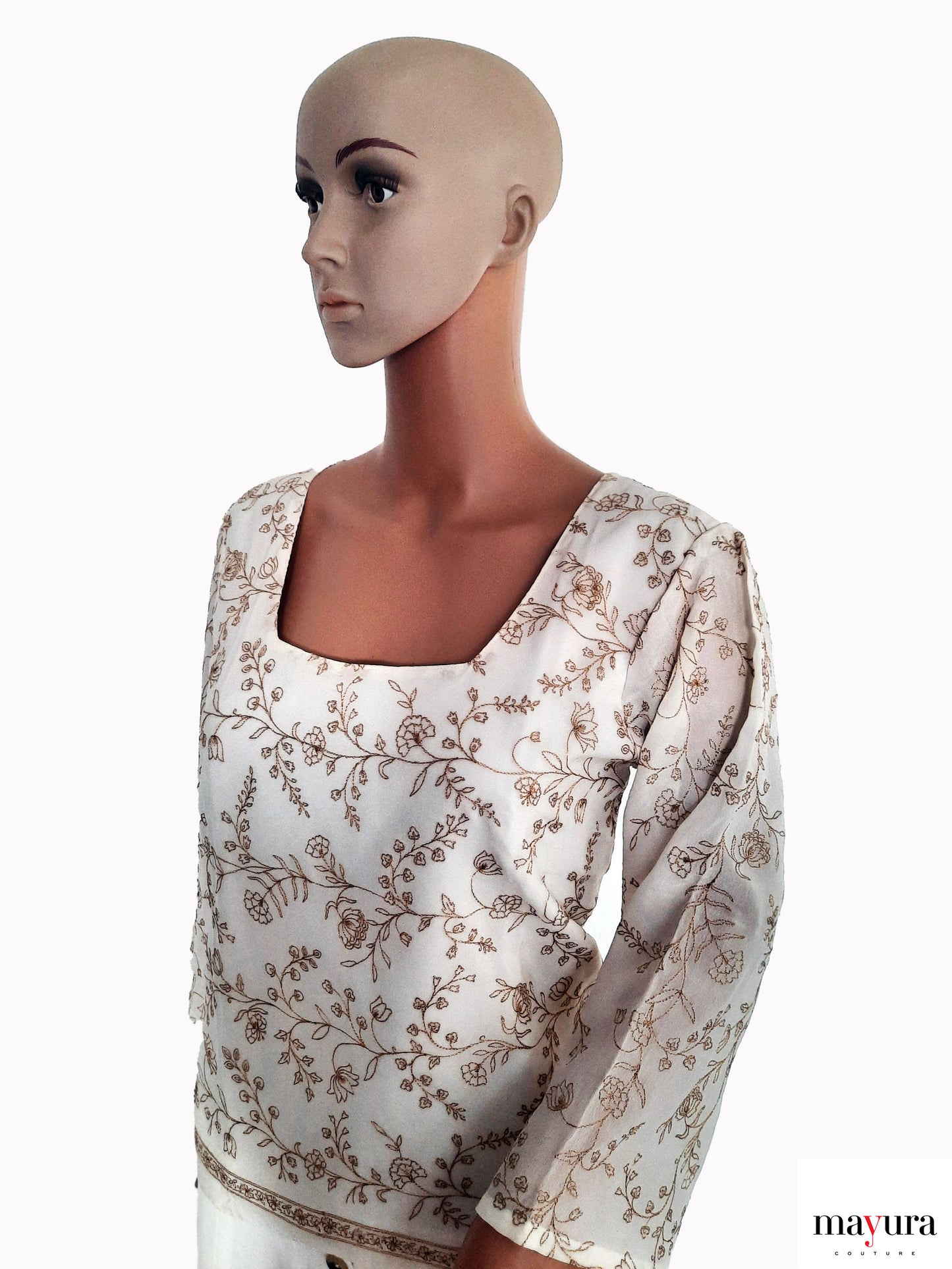 Golden Zari Elegance Crepe Silk Top