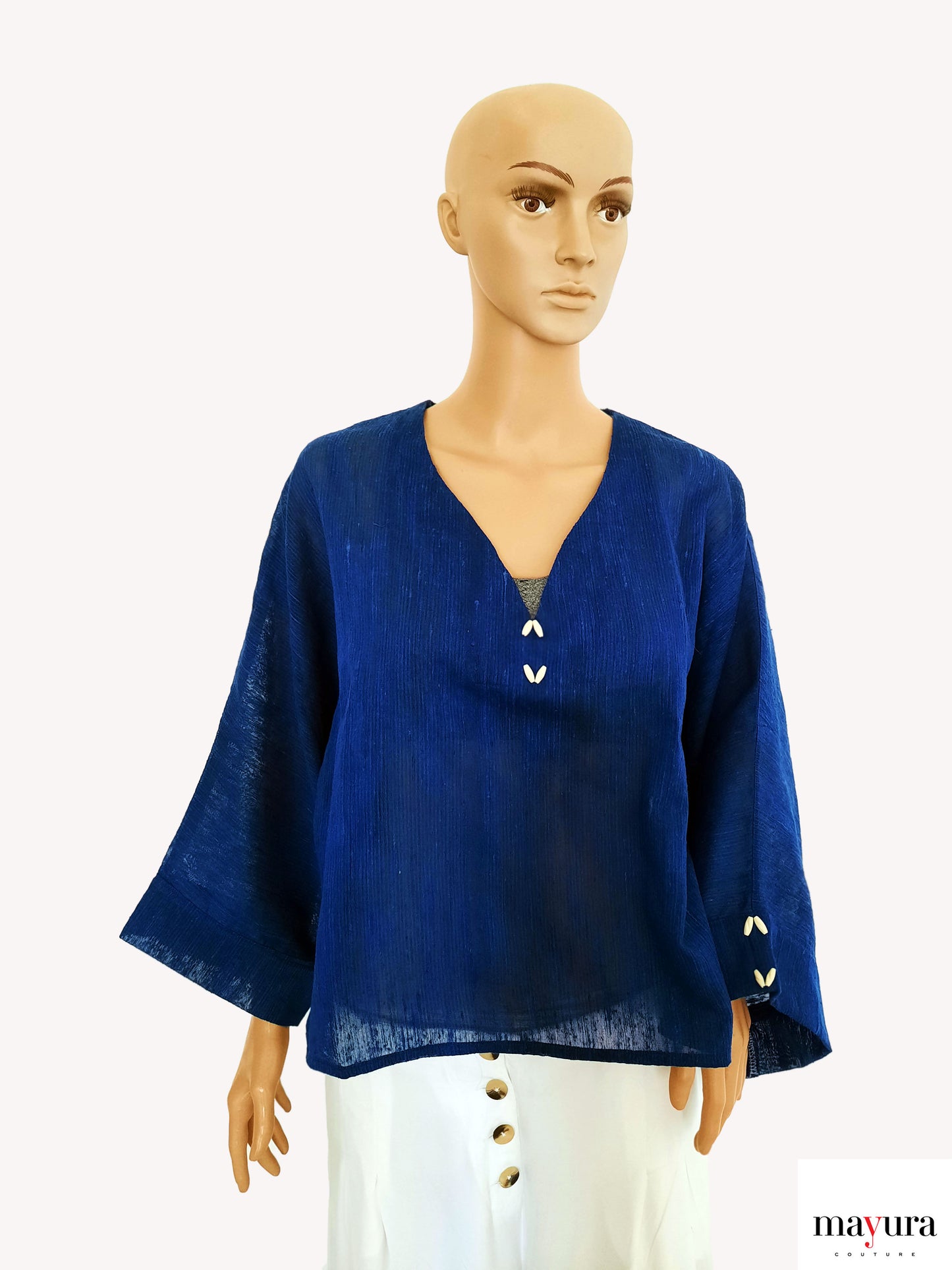 Sapphire Blue Top with Baggy Sleeves