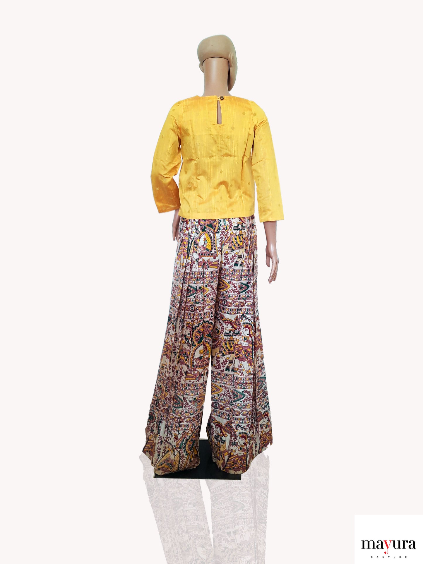 Aurora Yellow Cotton Silk Top with Notched Collar