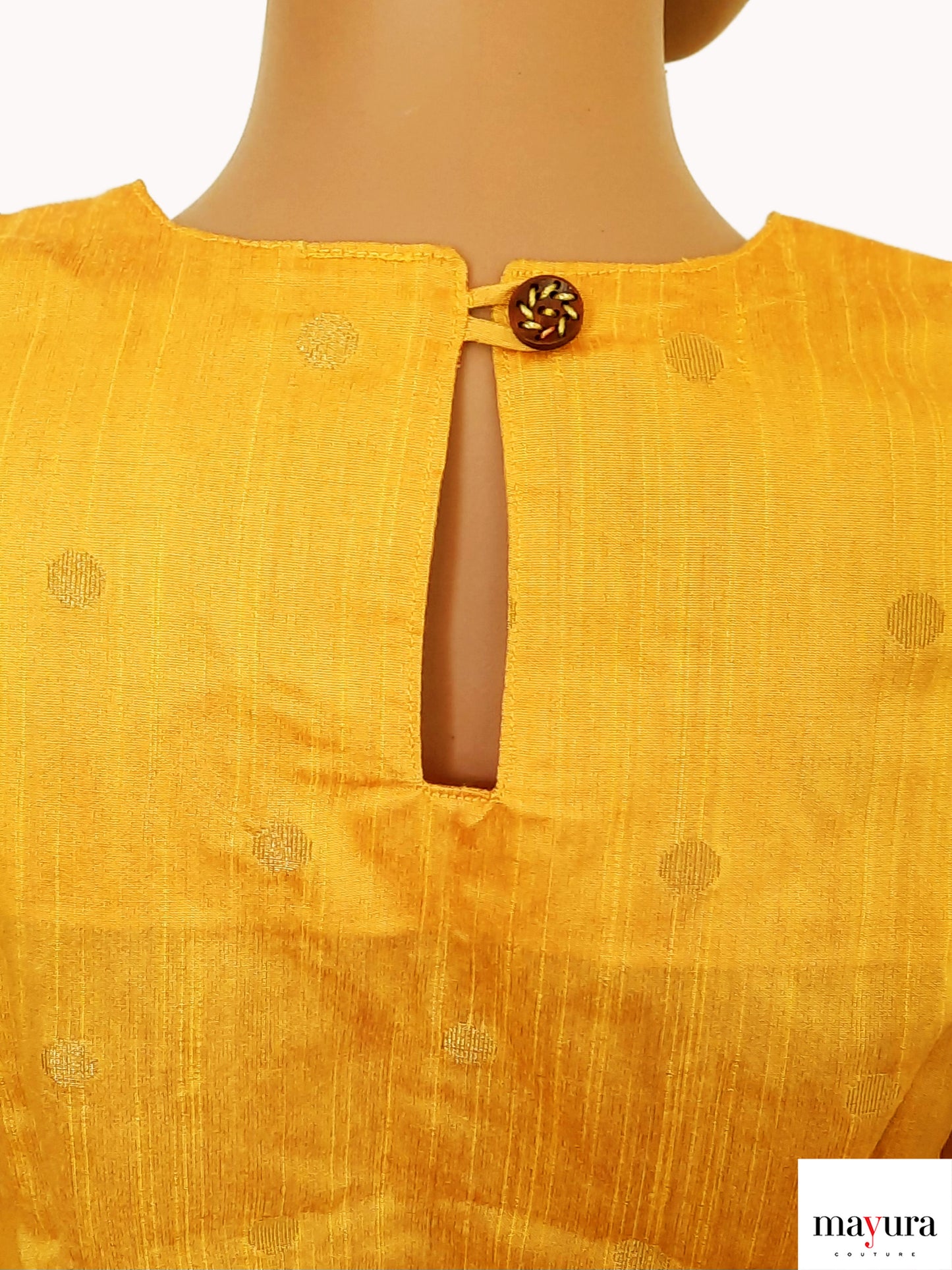 Aurora Yellow Cotton Silk Top with Notched Collar