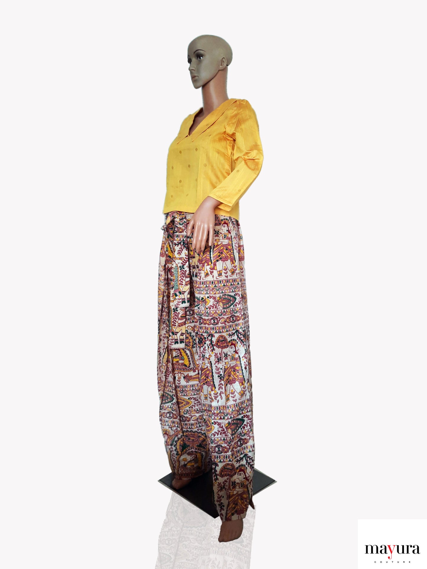 Aurora Yellow Cotton Silk Top with Notched Collar