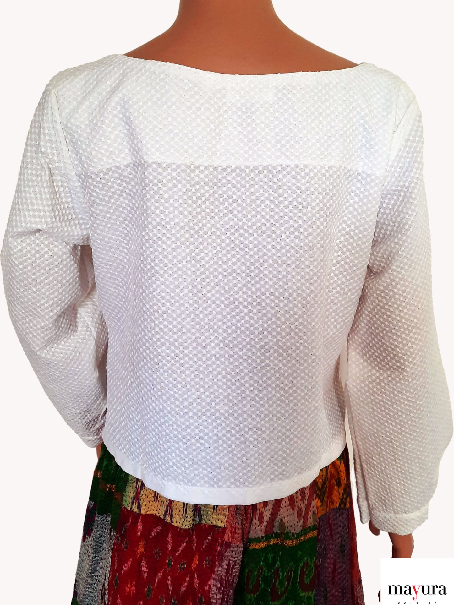 White Waffle Textured Cotton Top