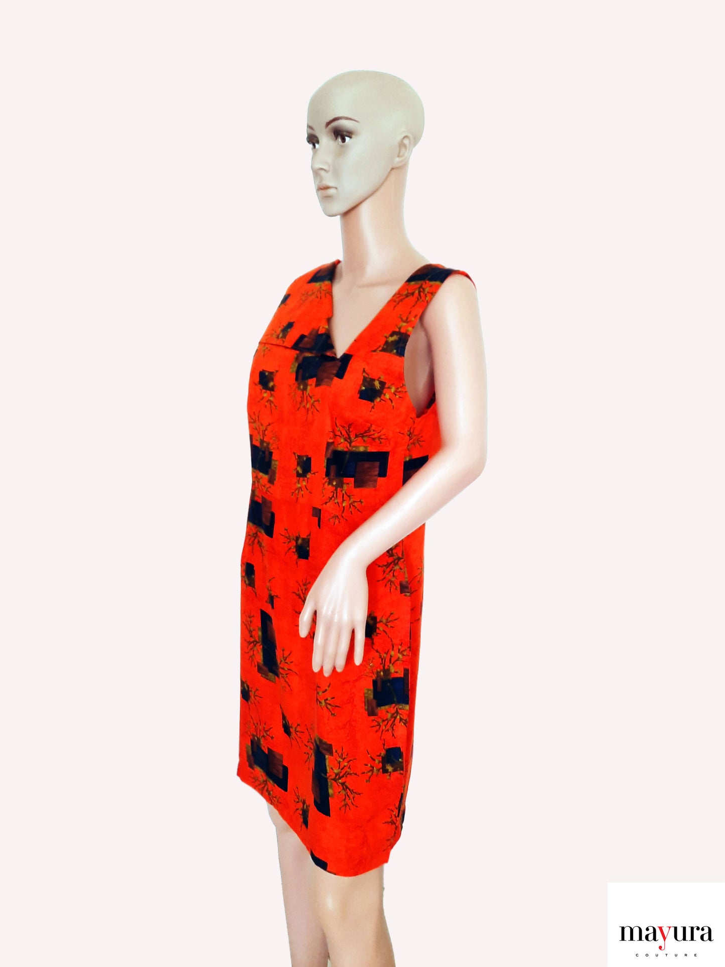 Bold and Vibrant Orange Sleeveless Dress