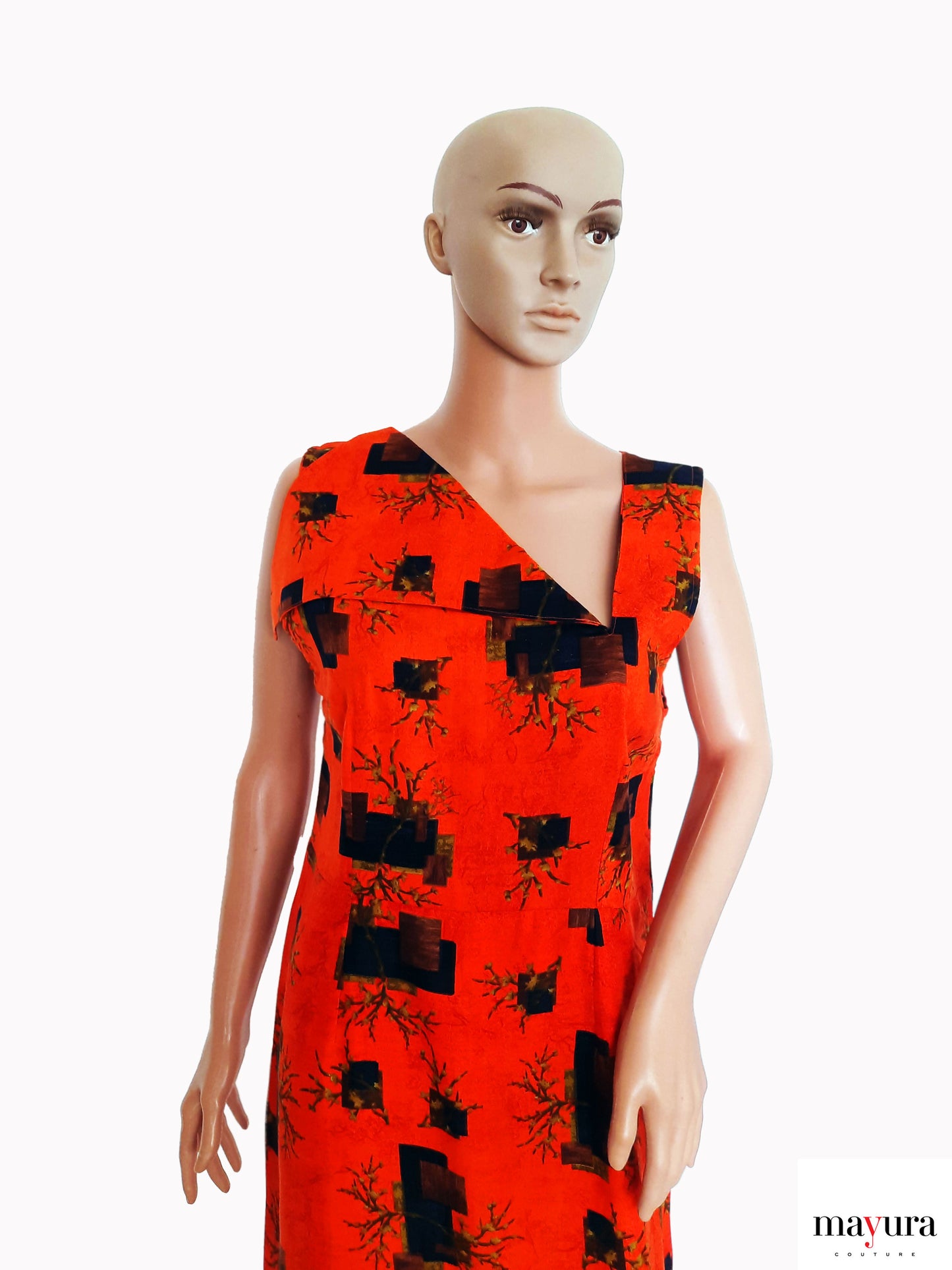 Bold and Vibrant Orange Sleeveless Dress