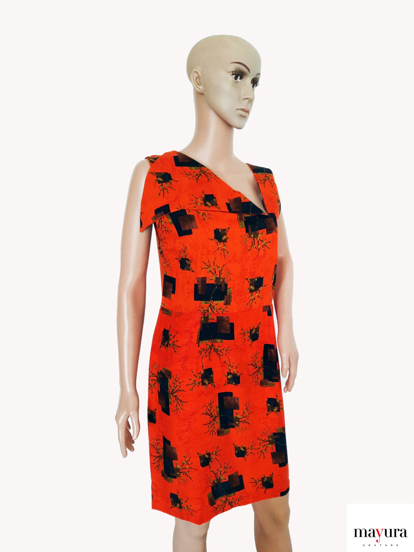 Bold and Vibrant Orange Sleeveless Dress