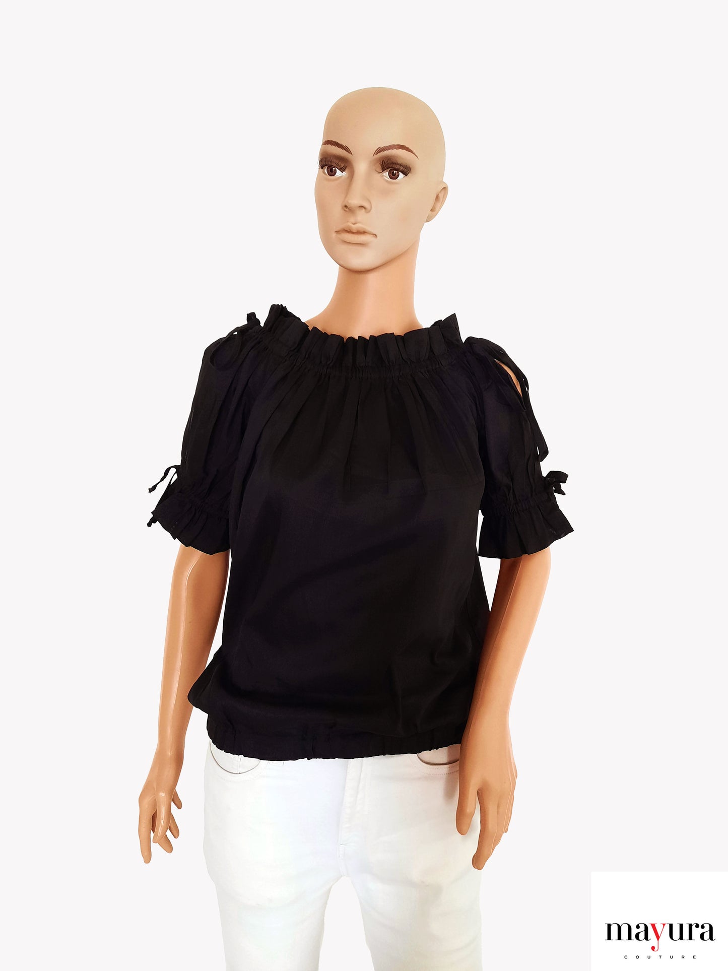 Black Off-Shoulder Ruffle Top