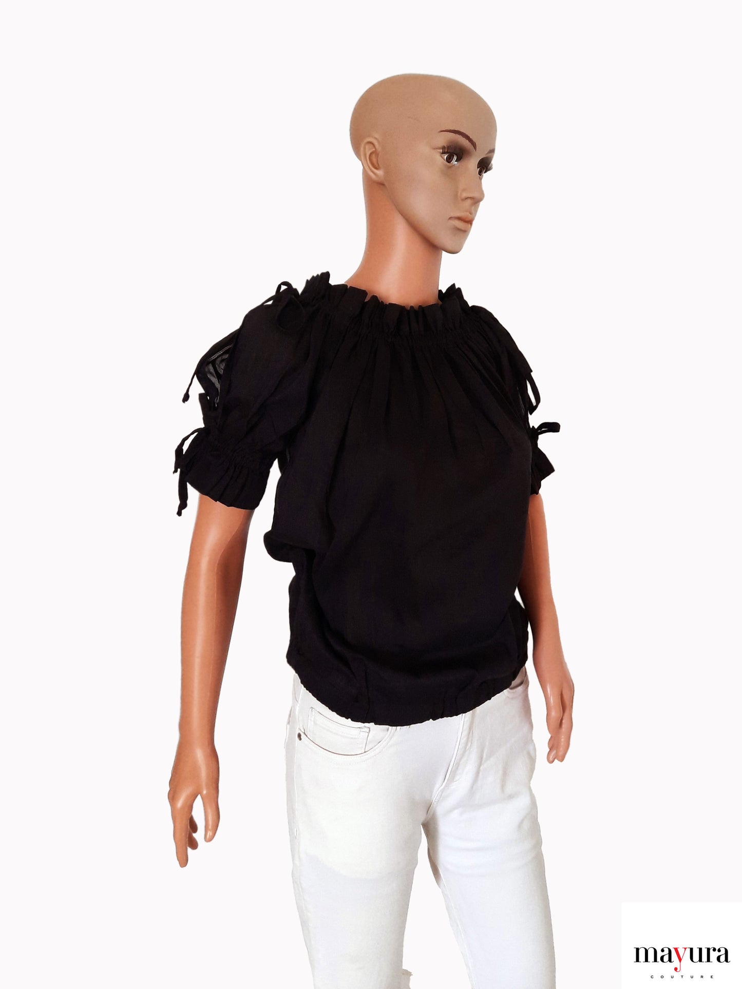 Black Off-Shoulder Ruffle Top