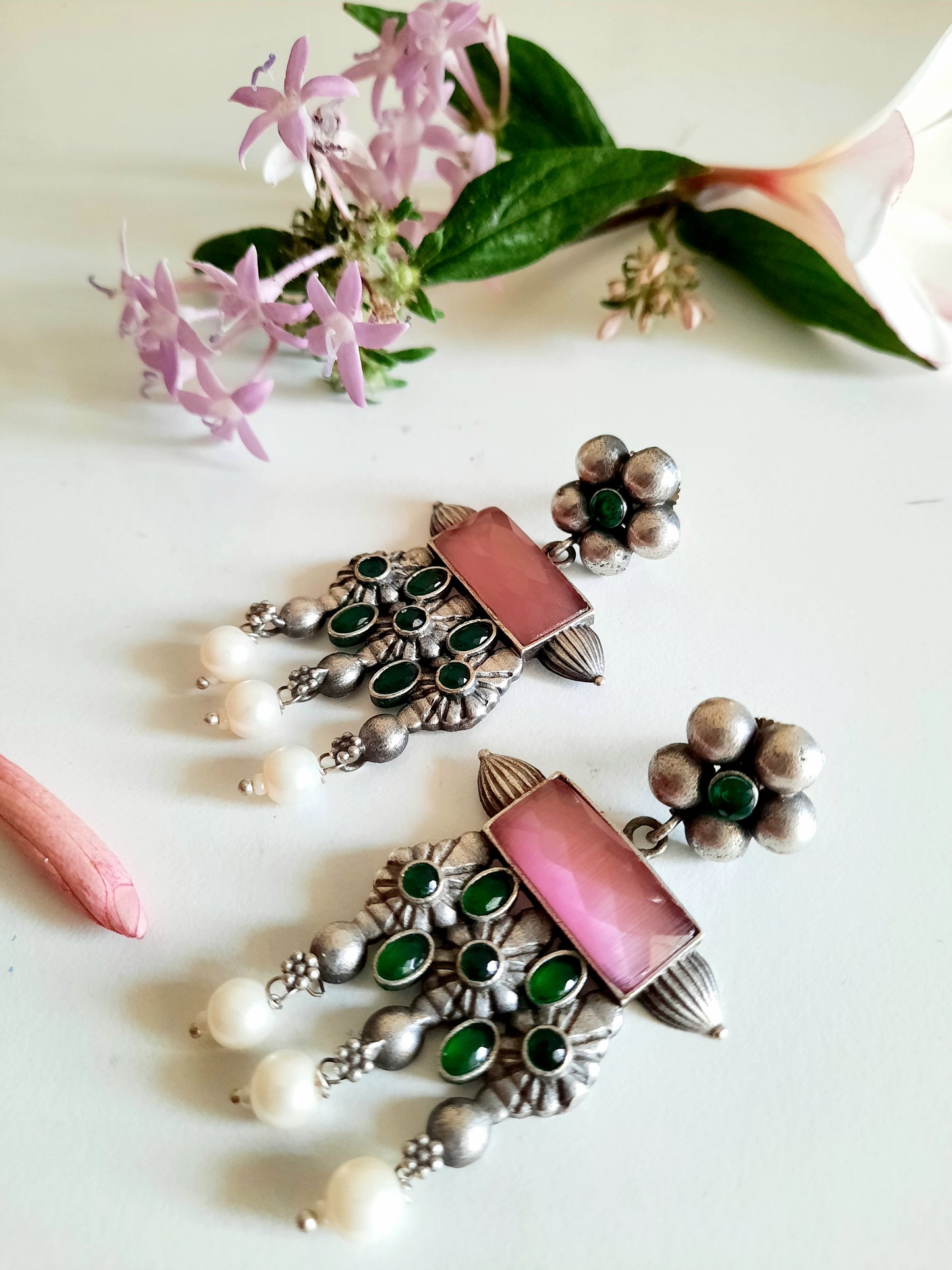 Priti Pink Statement Earrings