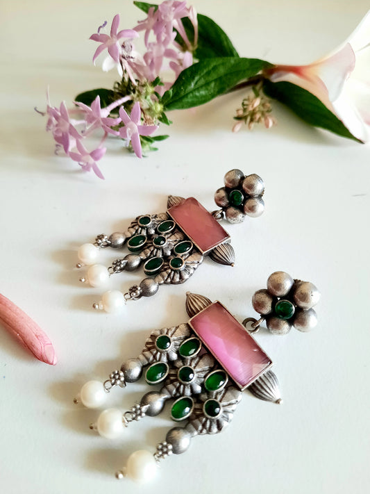 Priti Pink Statement Earrings