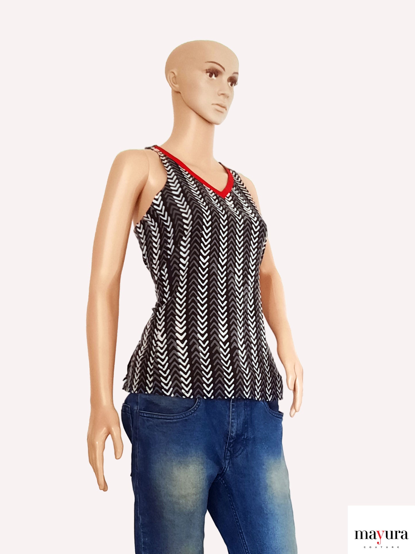 Chevron-Pattern Sleeveless Top