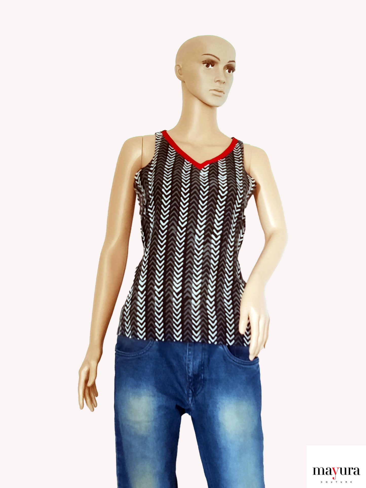 Chevron-Pattern Sleeveless Top