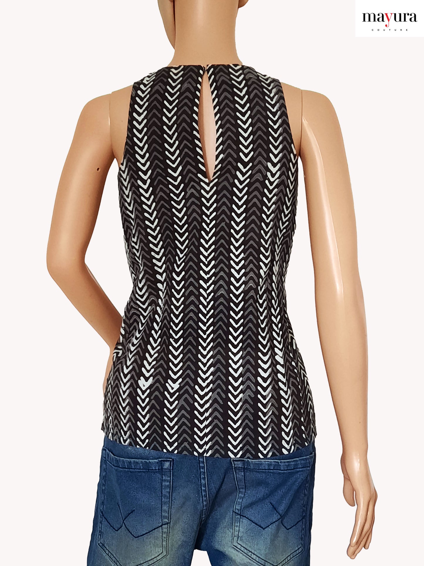 Chevron-Pattern Sleeveless Top