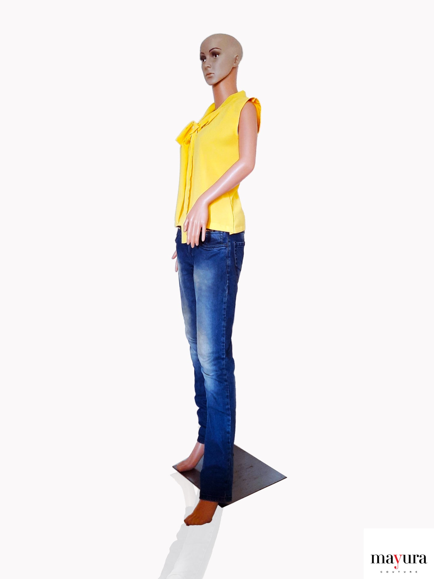 Sunshine Yellow Georgette Bow Tie Top