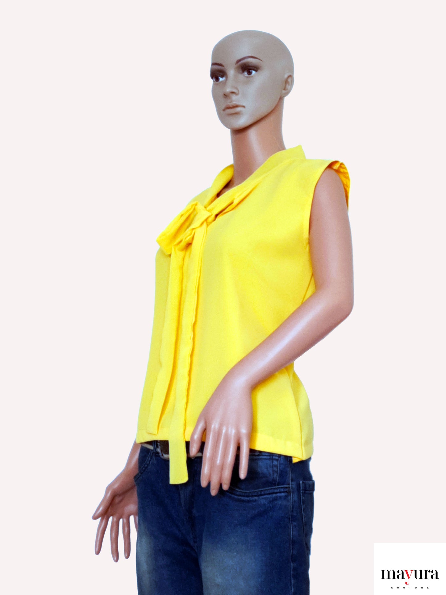 Sunshine Yellow Georgette Bow Tie Top