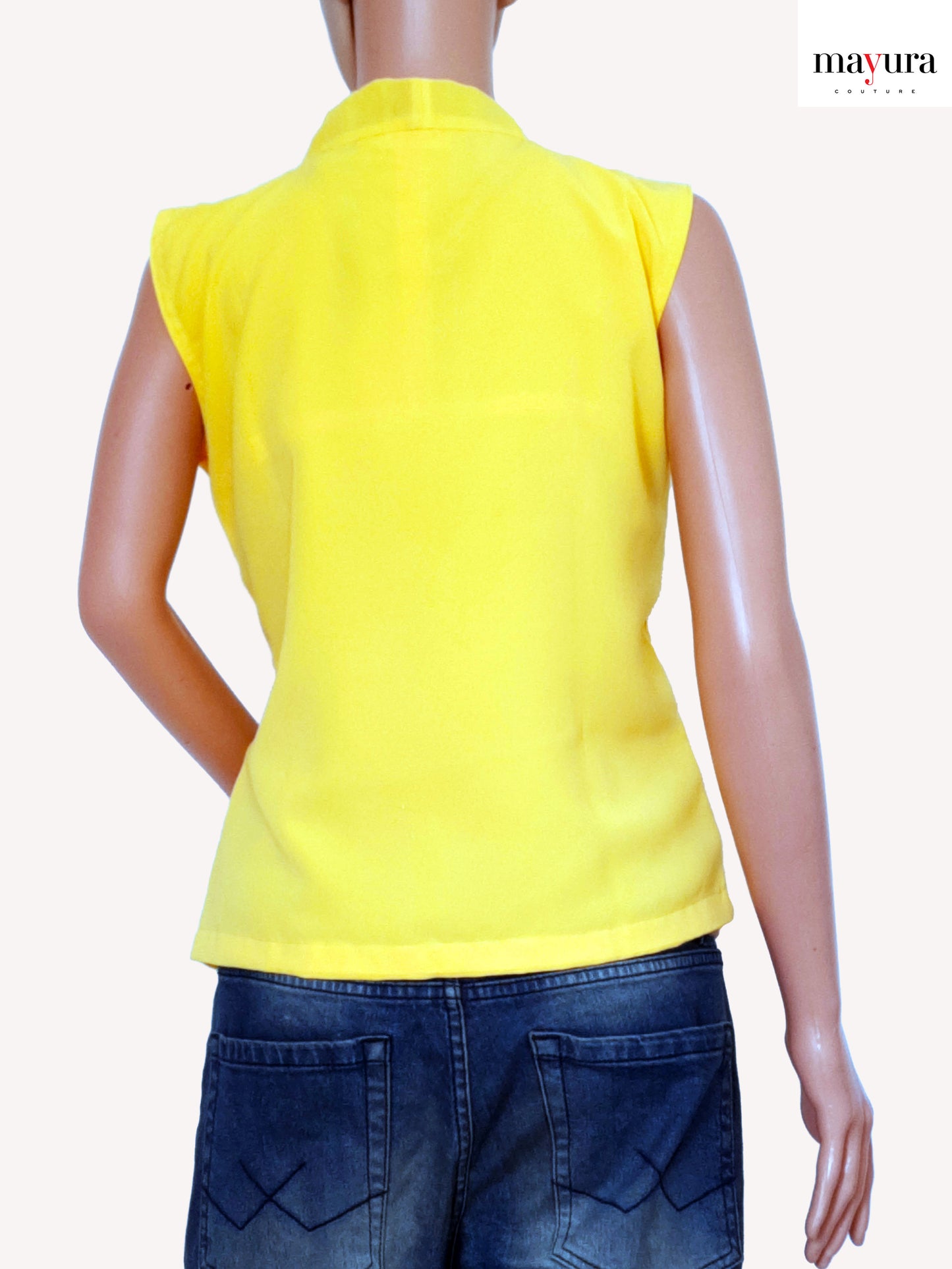 Sunshine Yellow Georgette Bow Tie Top