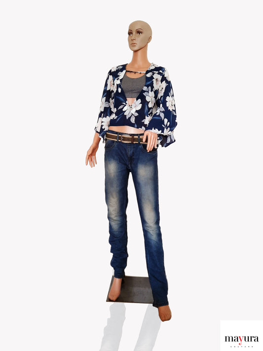 Navy georgette floral top