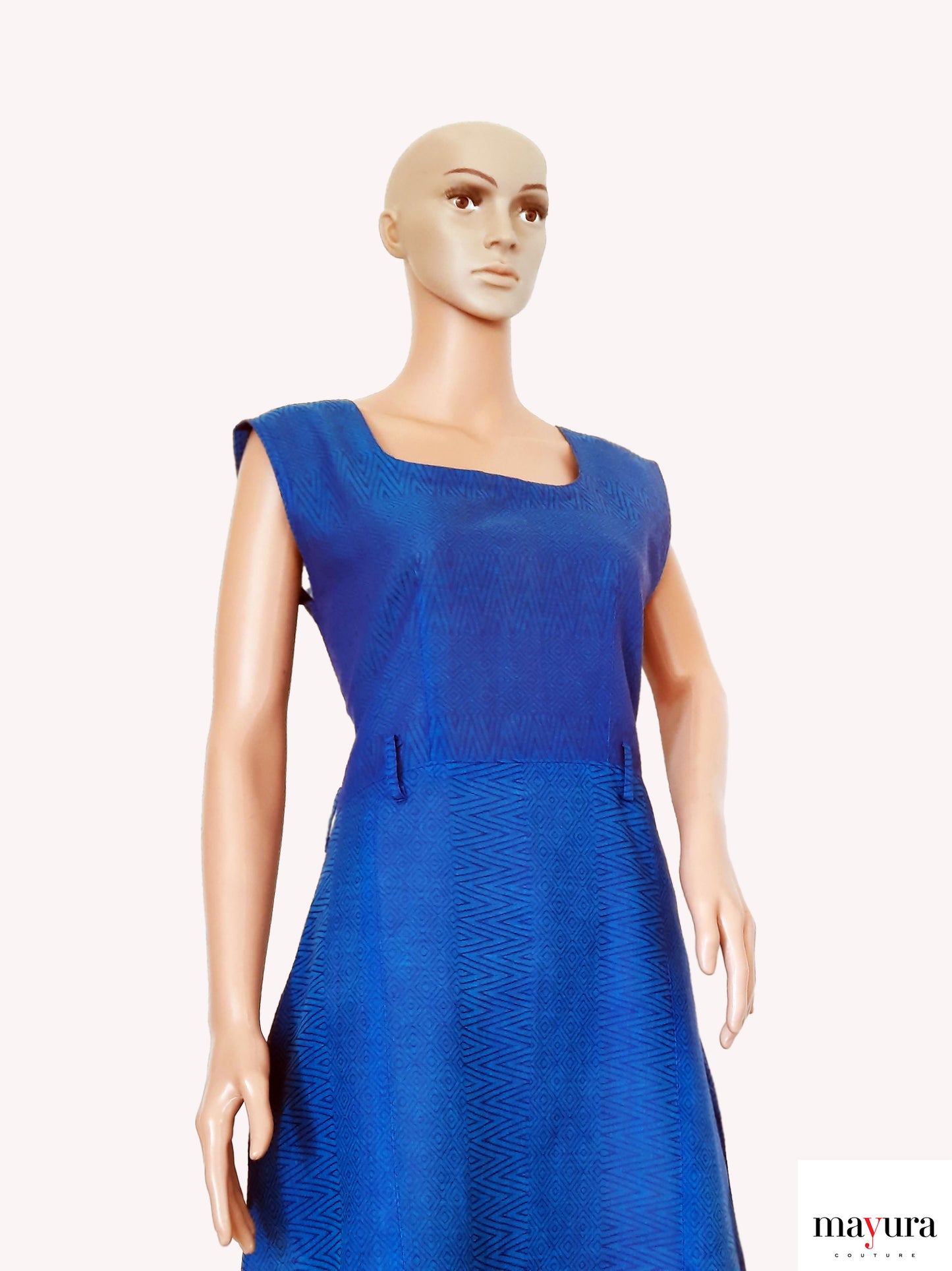 Royal Blue Handloom Cotton A-line Dress