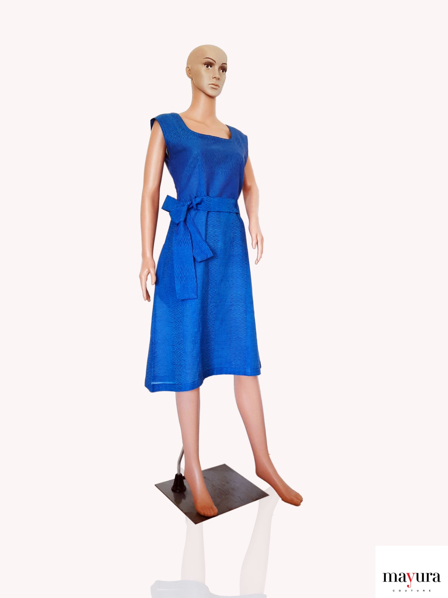 Royal Blue Handloom Cotton A-line Dress