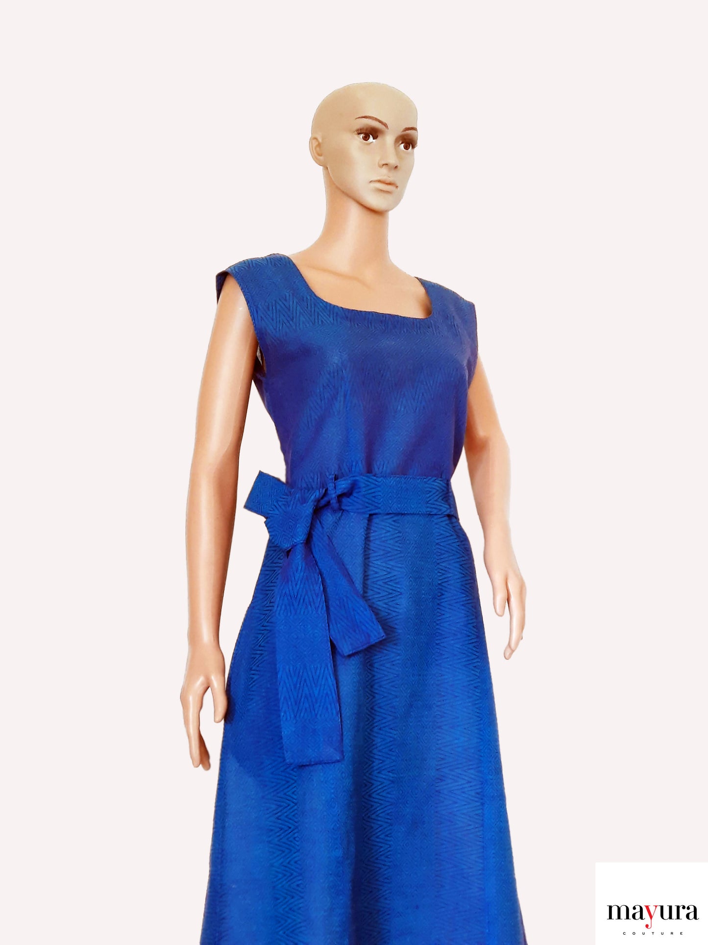 Royal Blue Handloom Cotton A-line Dress