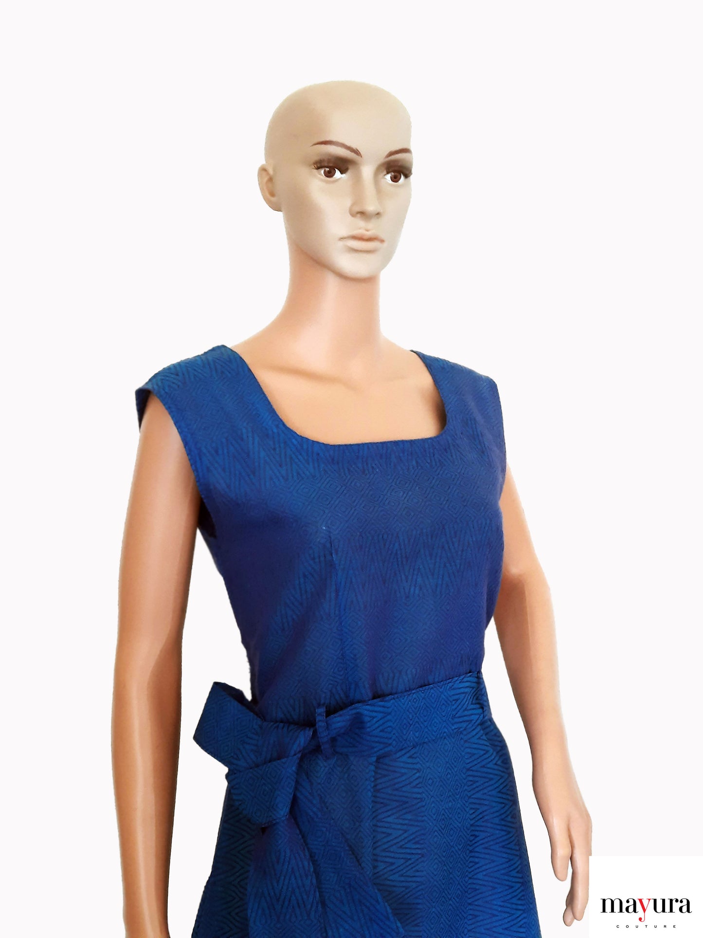 Royal Blue Handloom Cotton A-line Dress