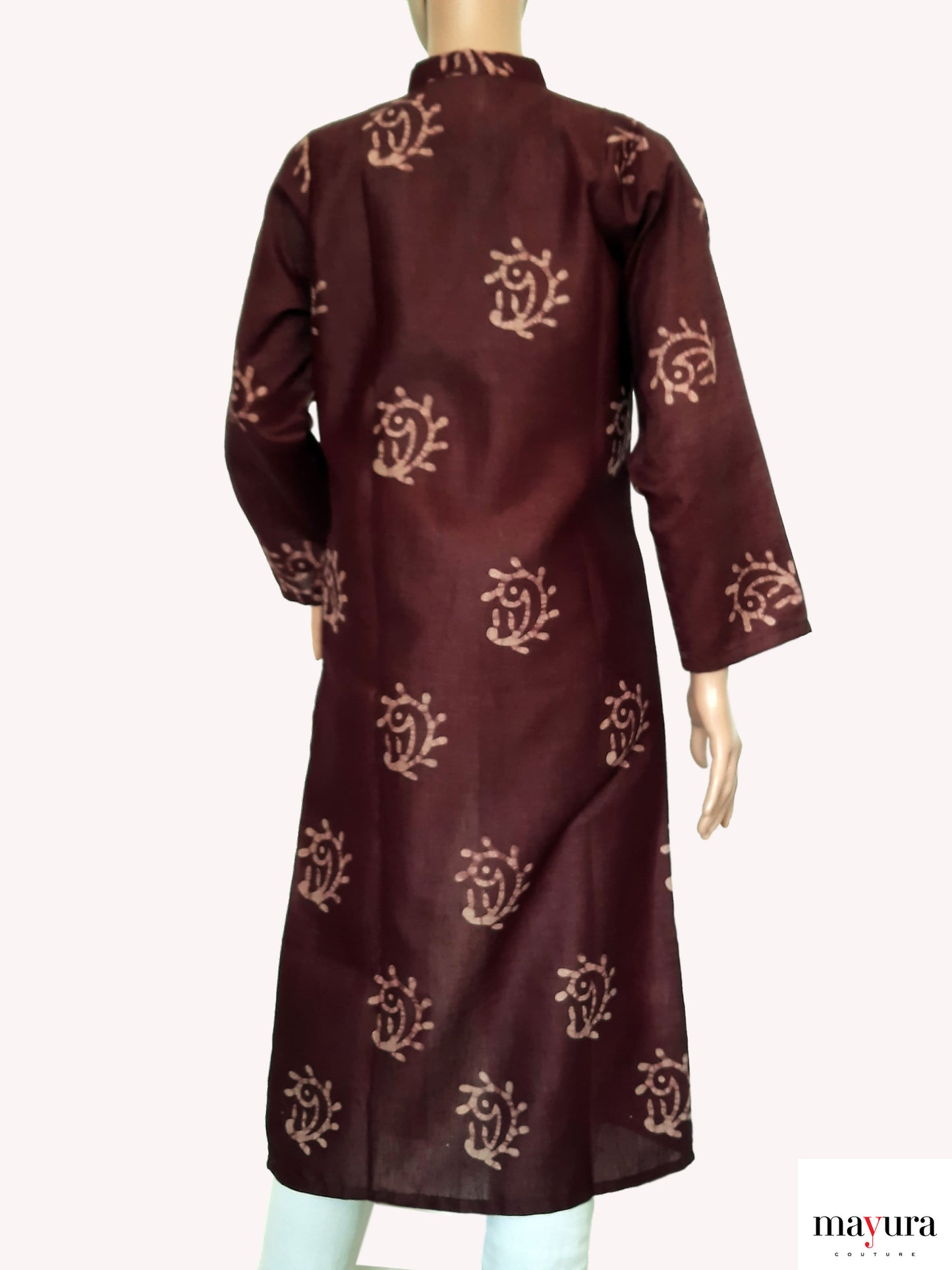 Dark Wine Handloom Cotton Open Coat