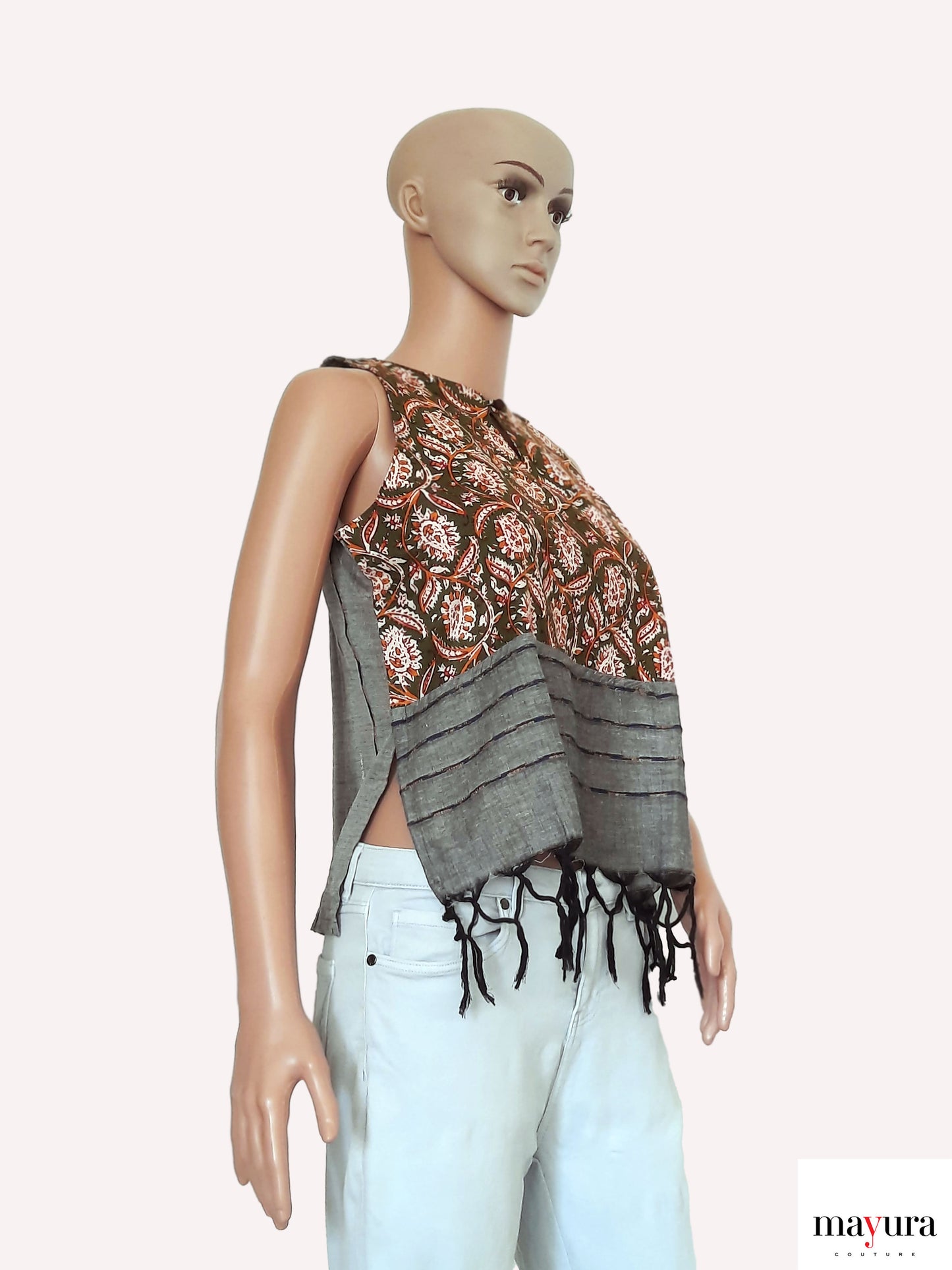 Boho Tassel Top with Keyhole Neckline