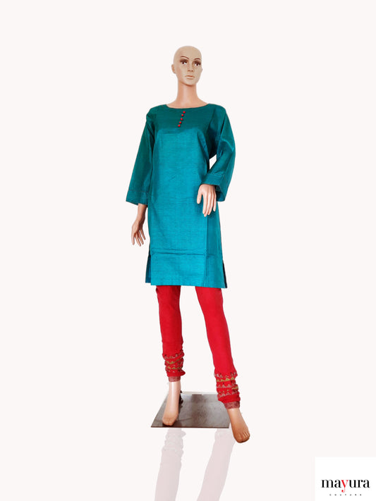 Emerald Elegance Handloom Silk Kurti